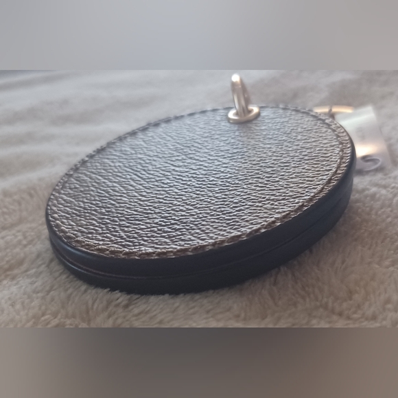 NWT Coach Signature Canvas Gold Khaki Pink Mirror Bag Charm Keychain Fob - Picture 13 of 15